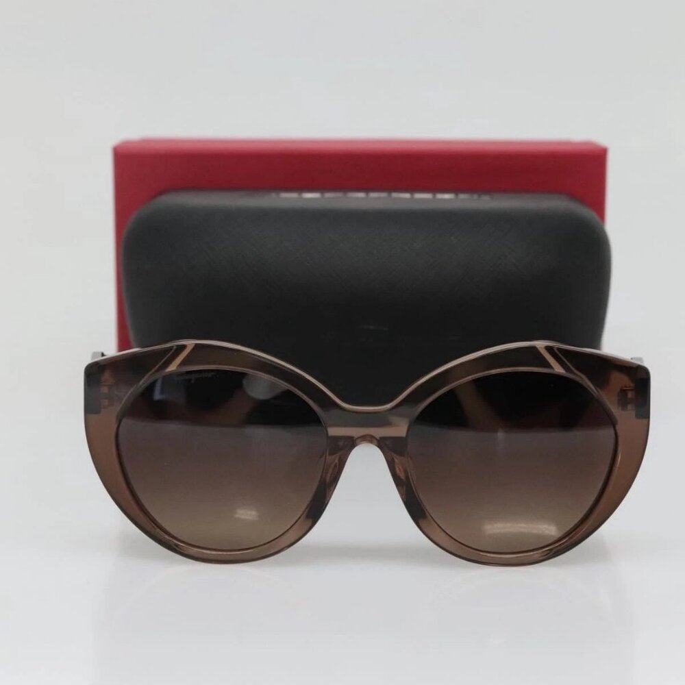 Salvatore Ferragamo Gancini Sunglasses plastic Brown Auth